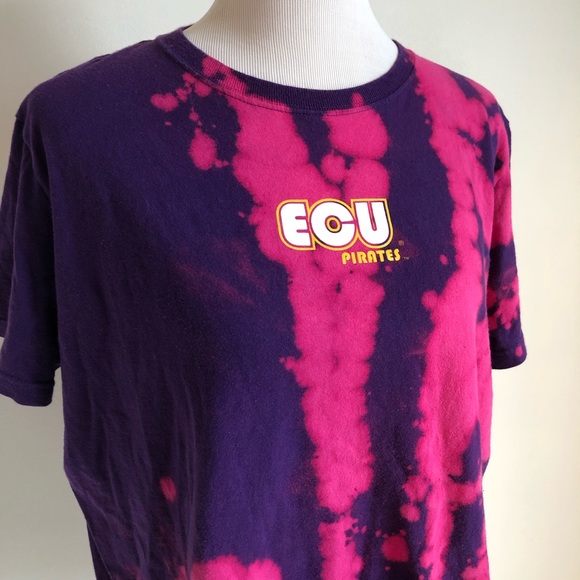 NCAA East Carolina University Purple Bleached Dye Pink Graphic Tee, size XL Jr. - Picture 2 of 15